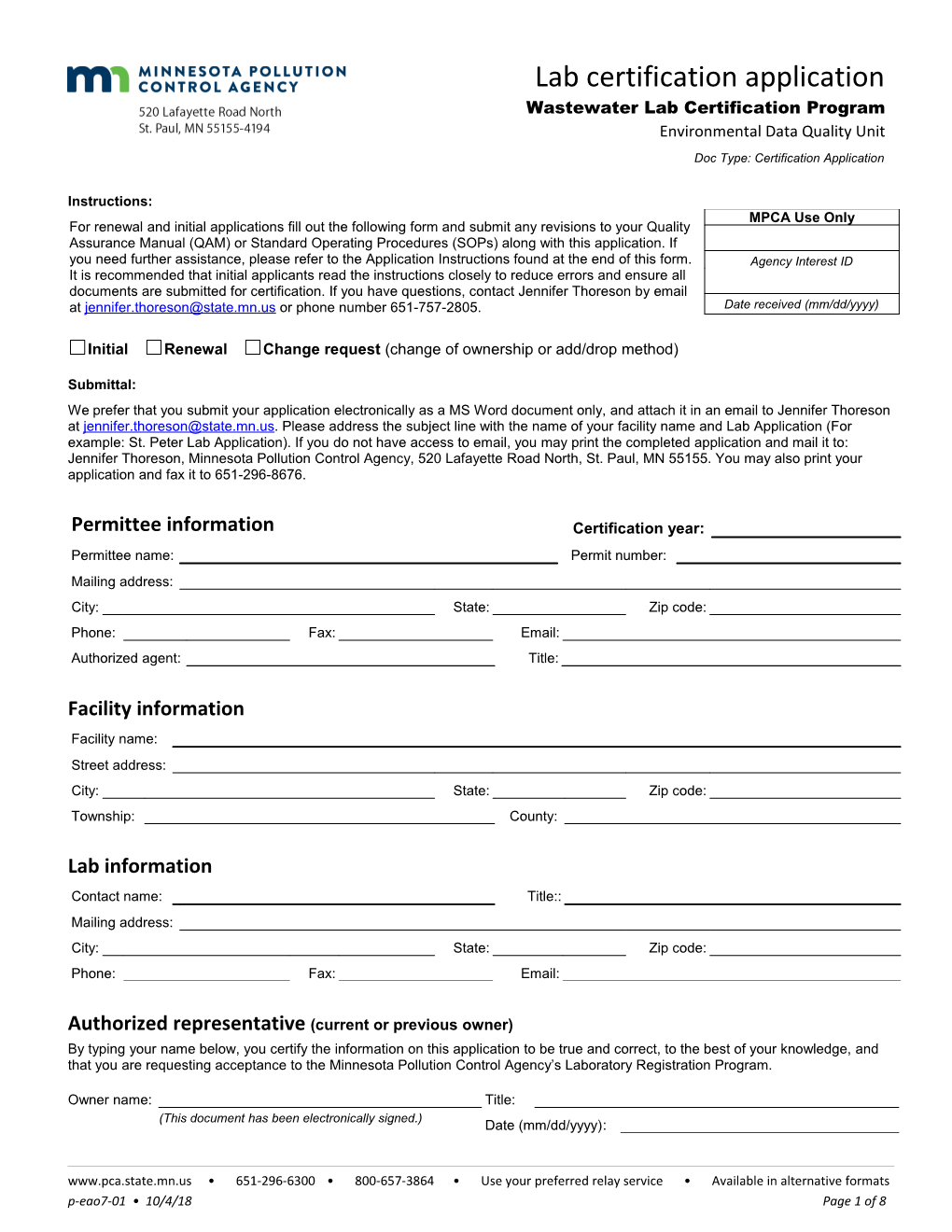 Lab Certification Application