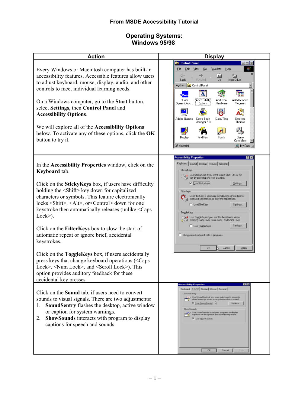 From MSDE Accessibility Tutorial