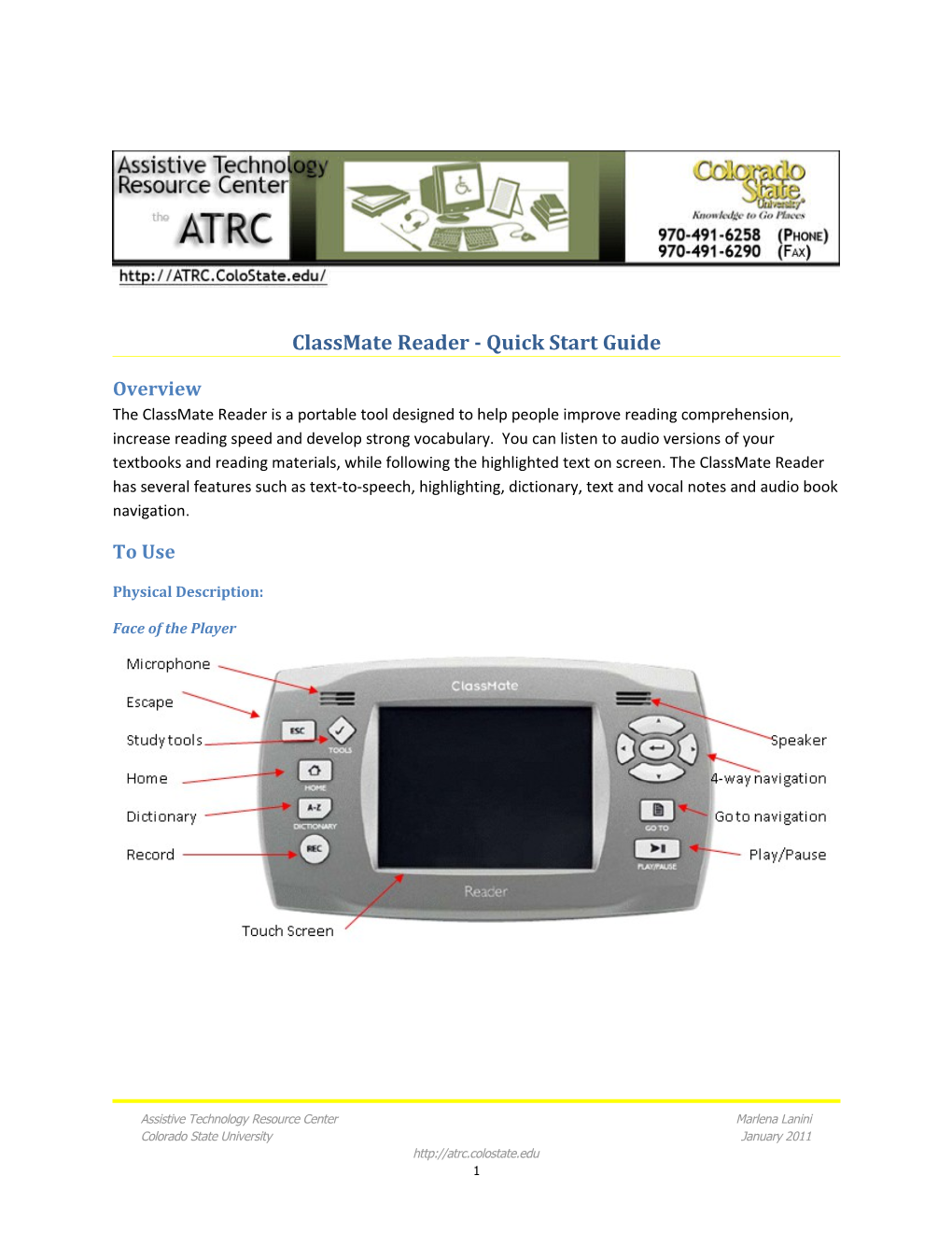 Classmate Reader - Quick Start Guide