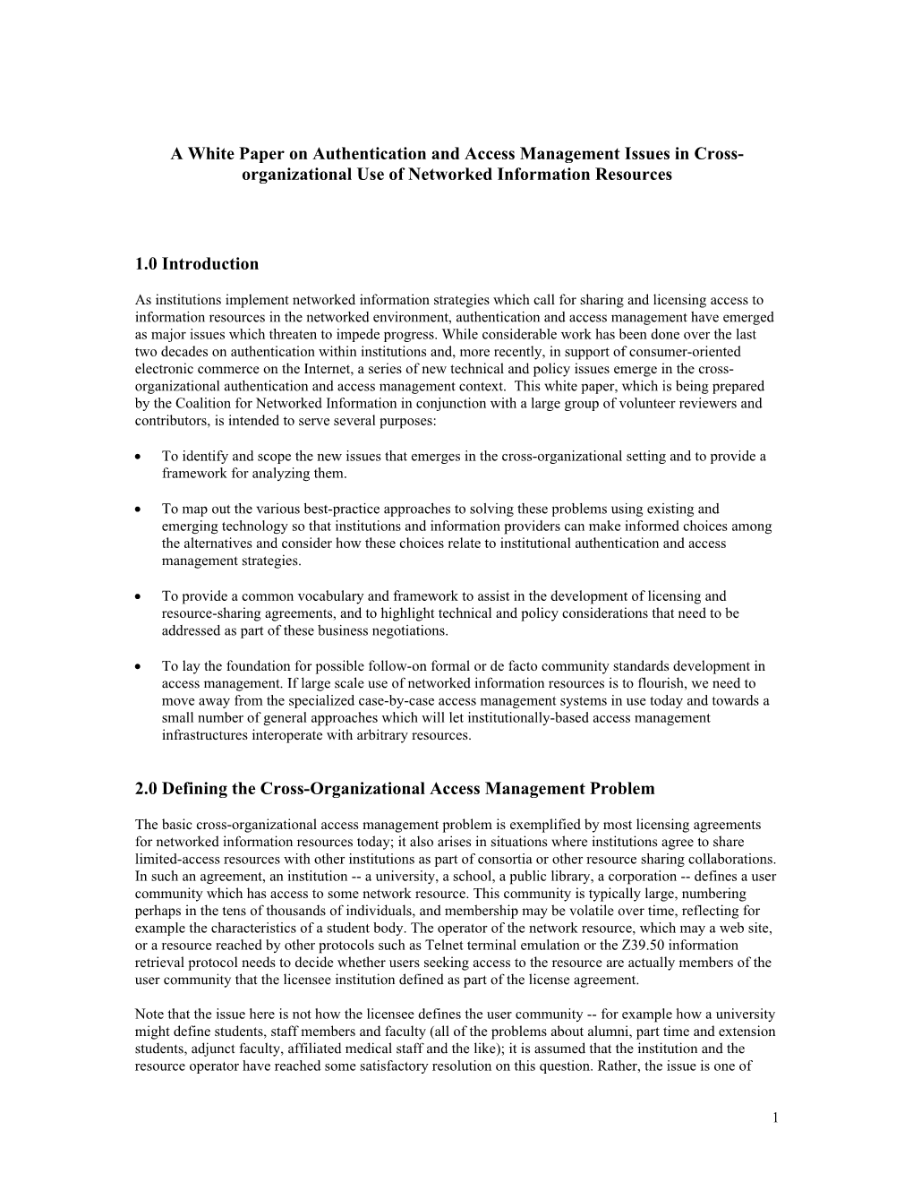 A White Paper on Authentication and Access Management