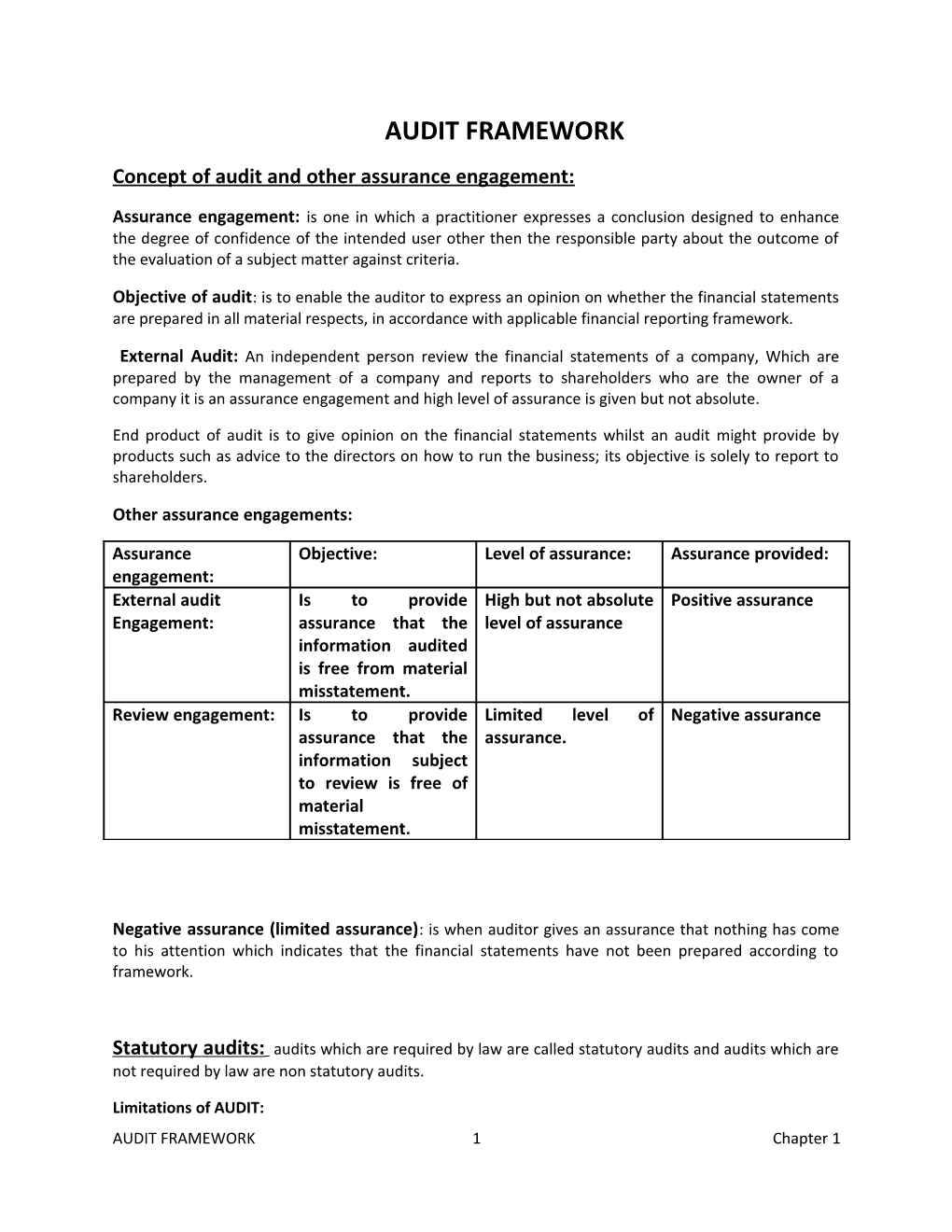 Concept of Audit and Other Assurance Engagement