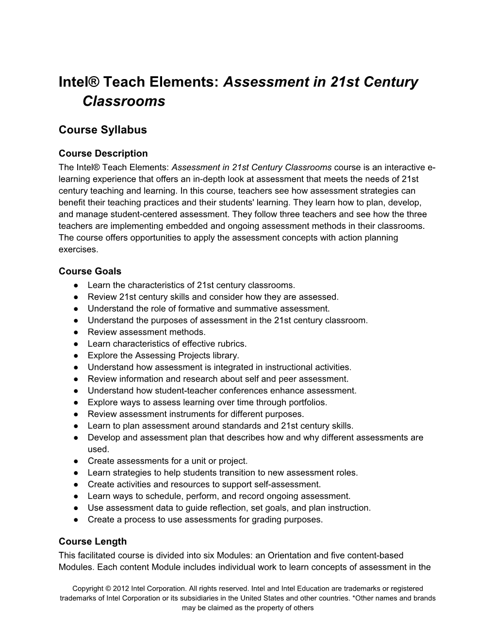 Intel Teach Elements: Assessment in 21St Century Classrooms