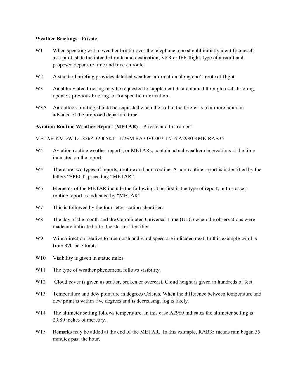 W2A Standard Briefingprovides Detailed Weather Information Along One S Route of Flight