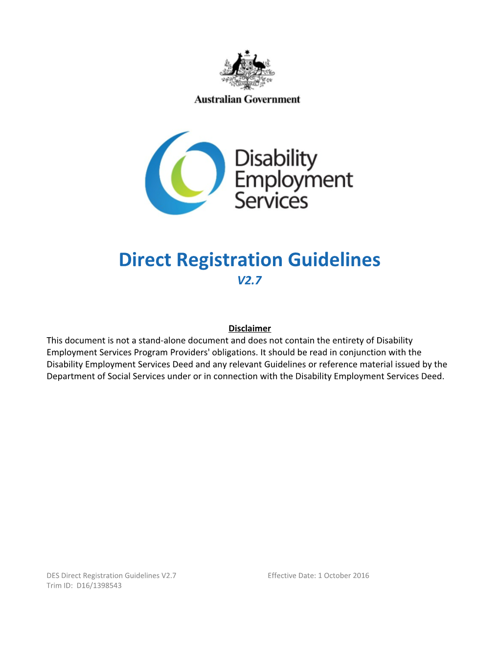 DES Direct Registration Guidelines V2.5