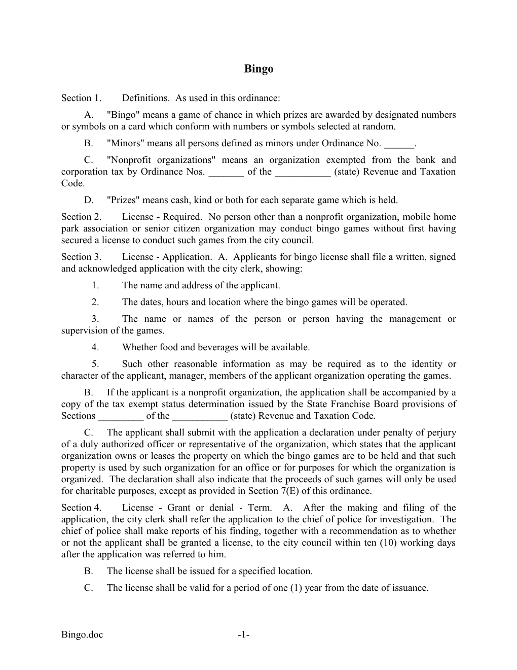 Section 1.Definitions. As Used in This Ordinance