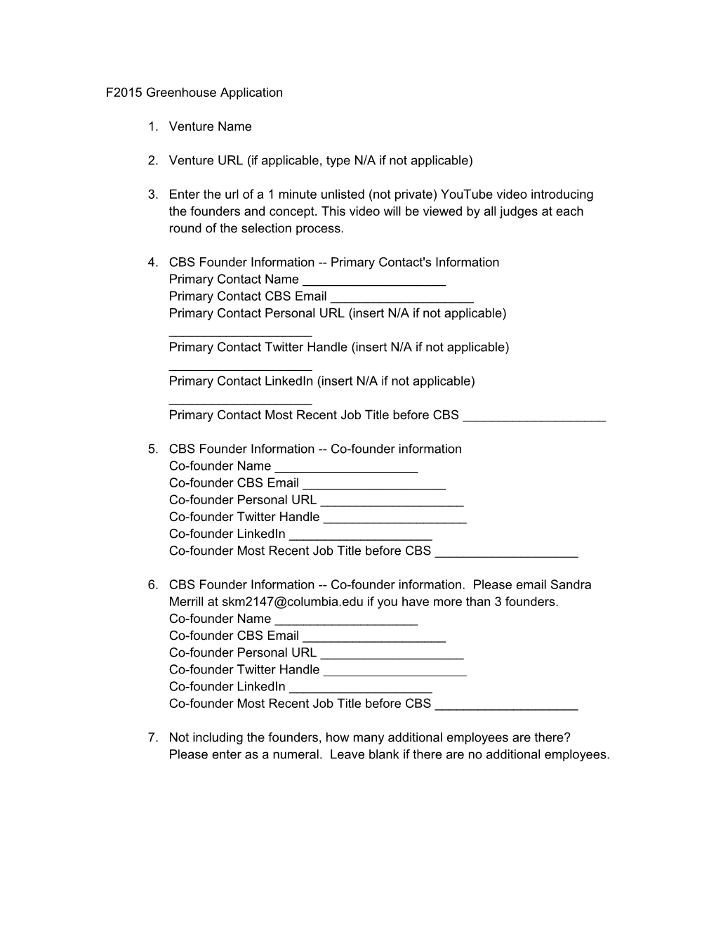 F2015 Greenhouse Application