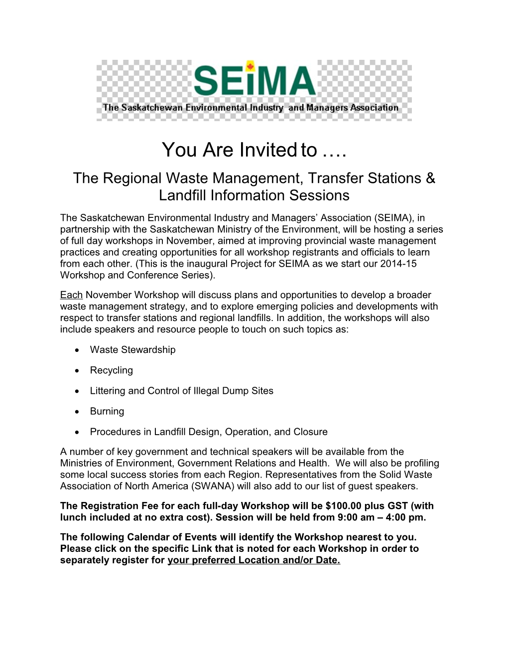 The Regional Waste Management, Transfer Stations & Landfill Information Sessions