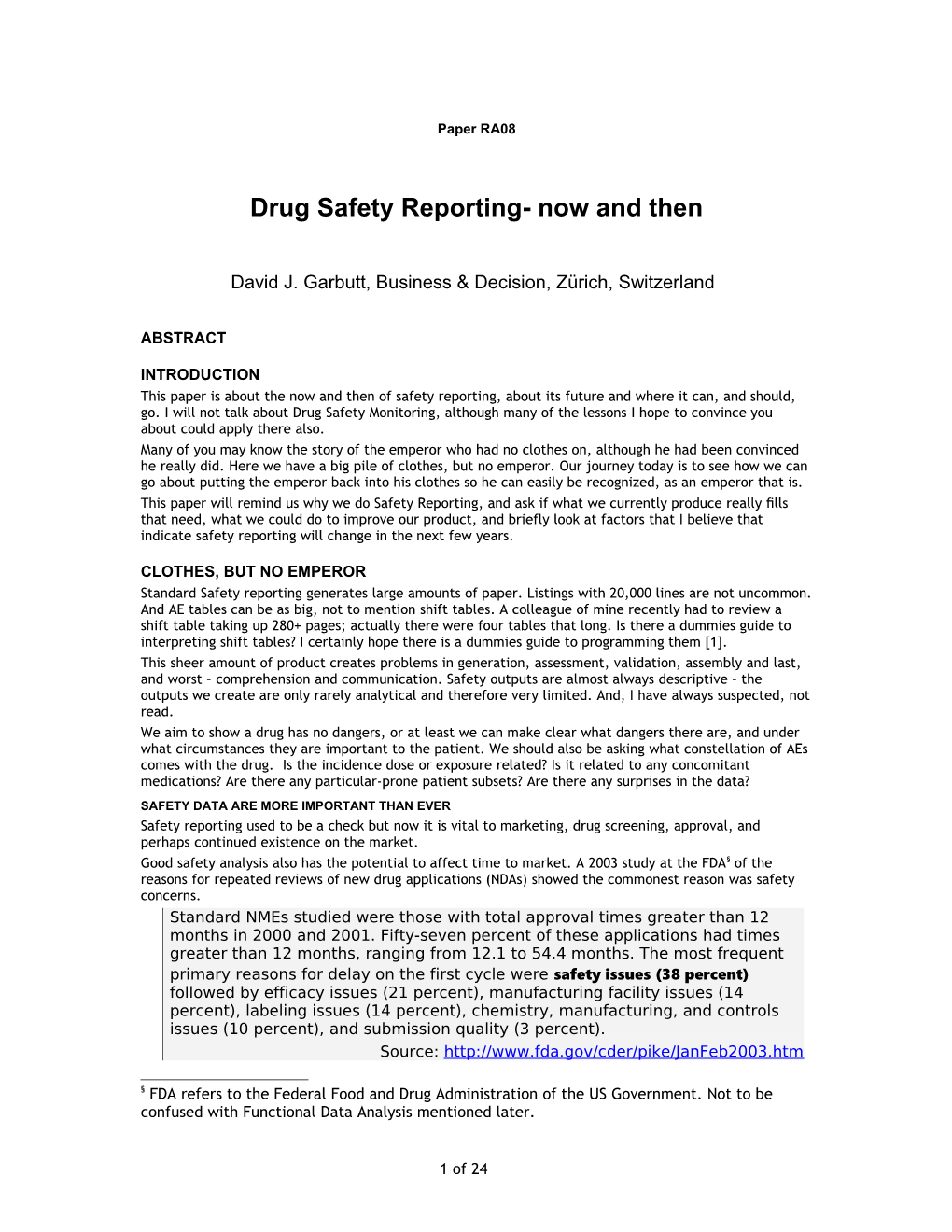 Drug Safety Reporting- Now and Then