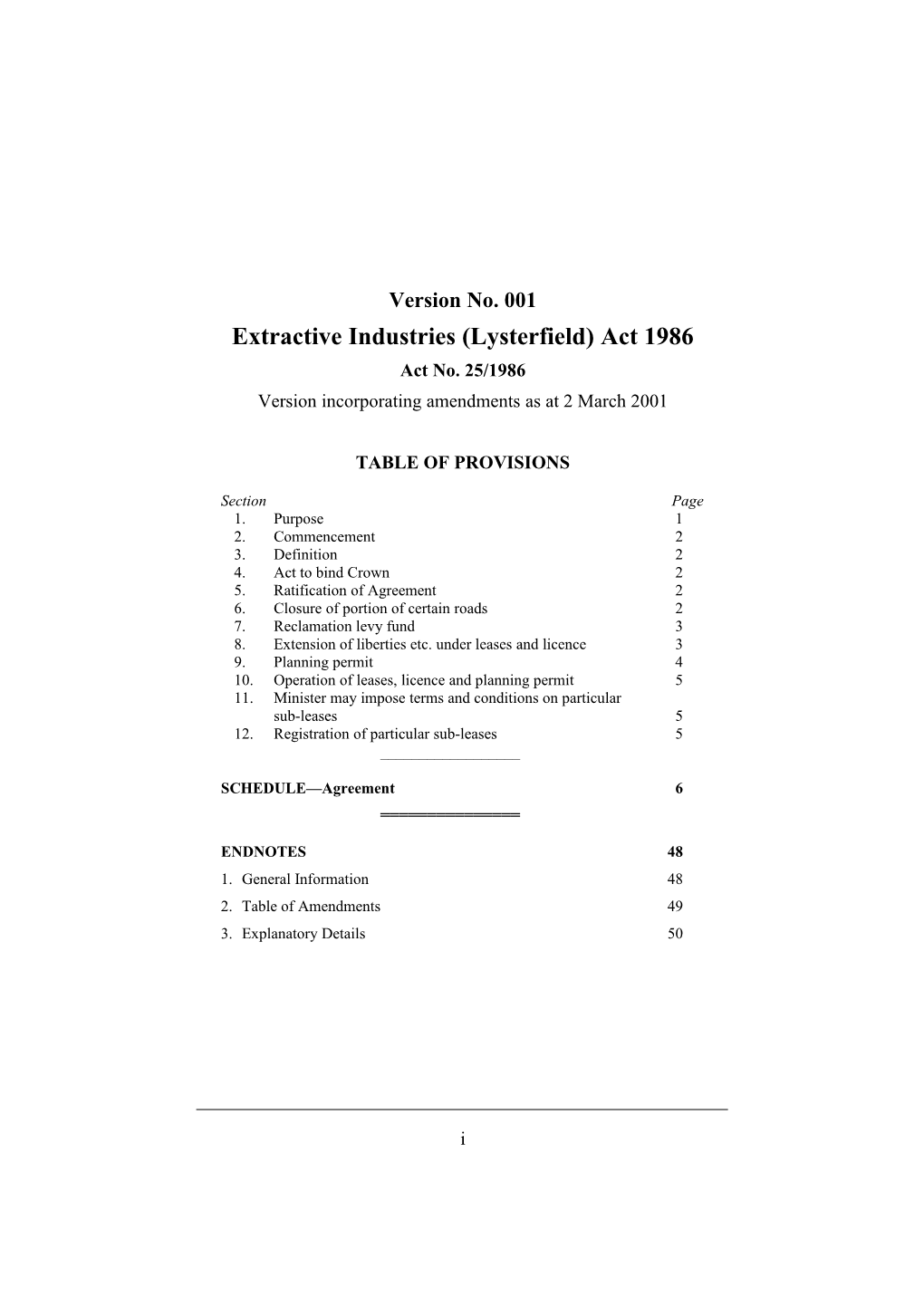 Extractive Industries (Lysterfield) Act 1986