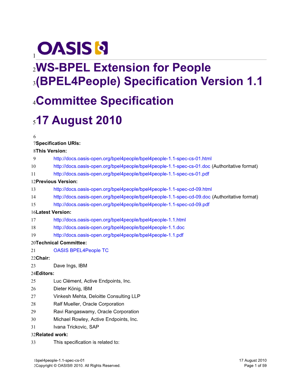 OASIS WS-BPEL Extension for People (Bpel4people)