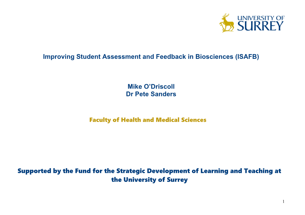 Improving Student Assessment and Feedback in Biosciences (ISAFB)