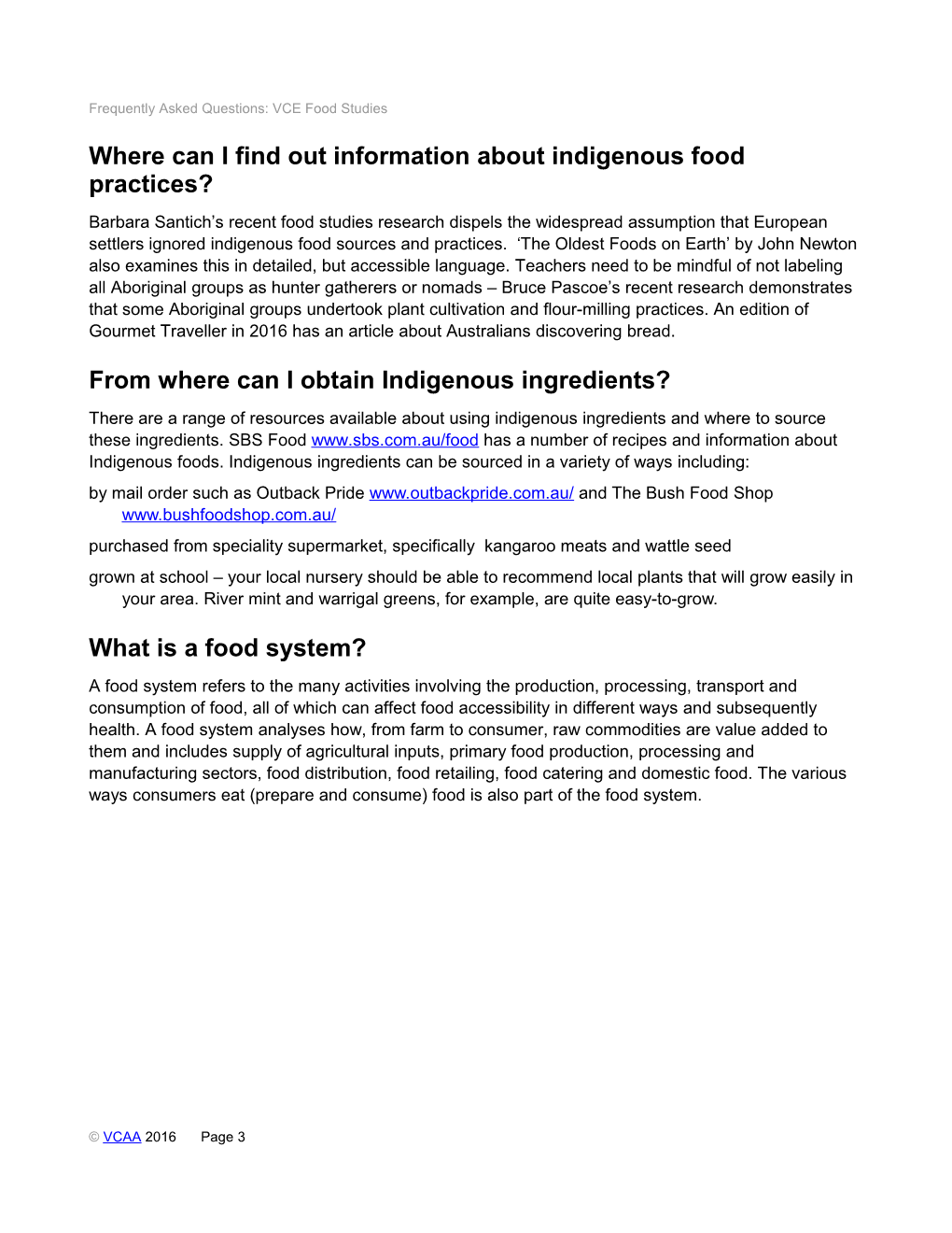 Frequently Asked Questions: VCE Food Studies