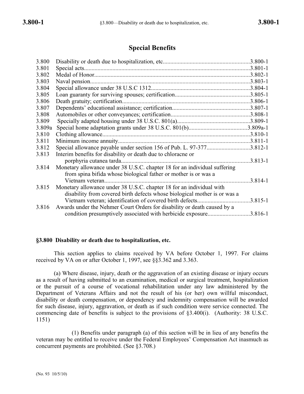 3.800-1 3.800 Disability Or Death Due to Hospitalization, Etc. 3.800-1