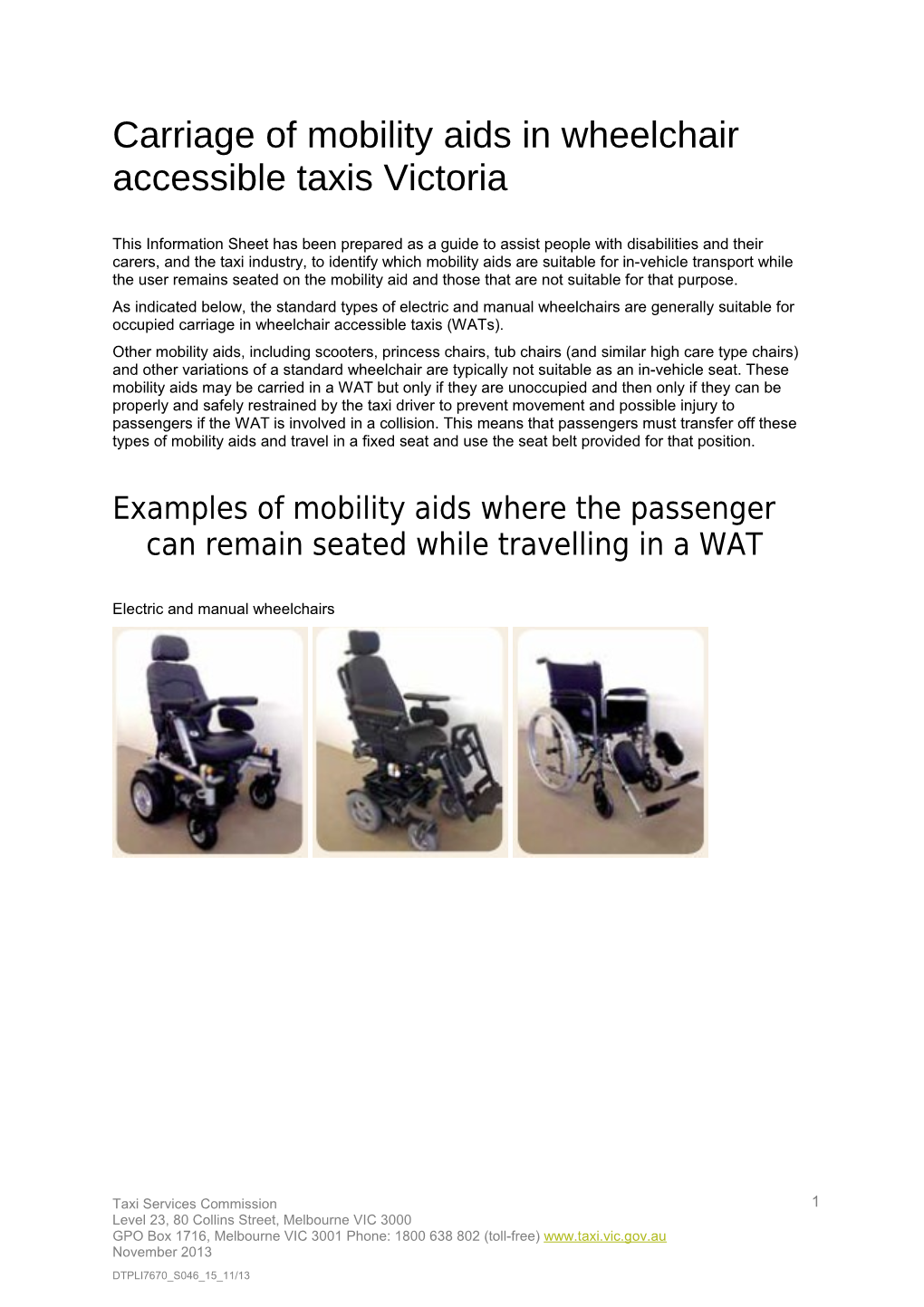 Information Sheet - Mobility Aids in Wheelchair Accessible Taxis - Accessible Version
