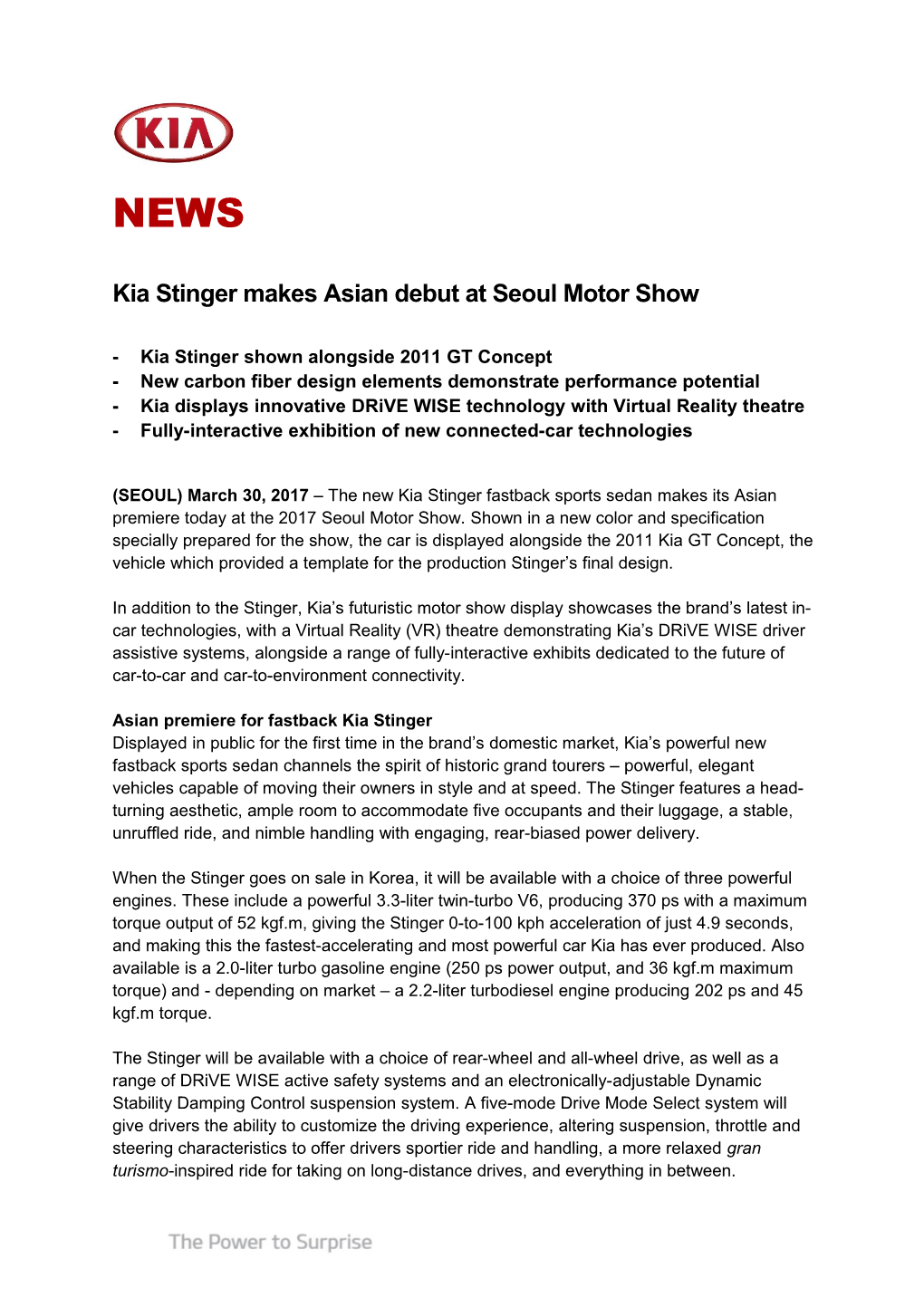 Kia Stinger Makes Asian Debut at Seoul Motor Show