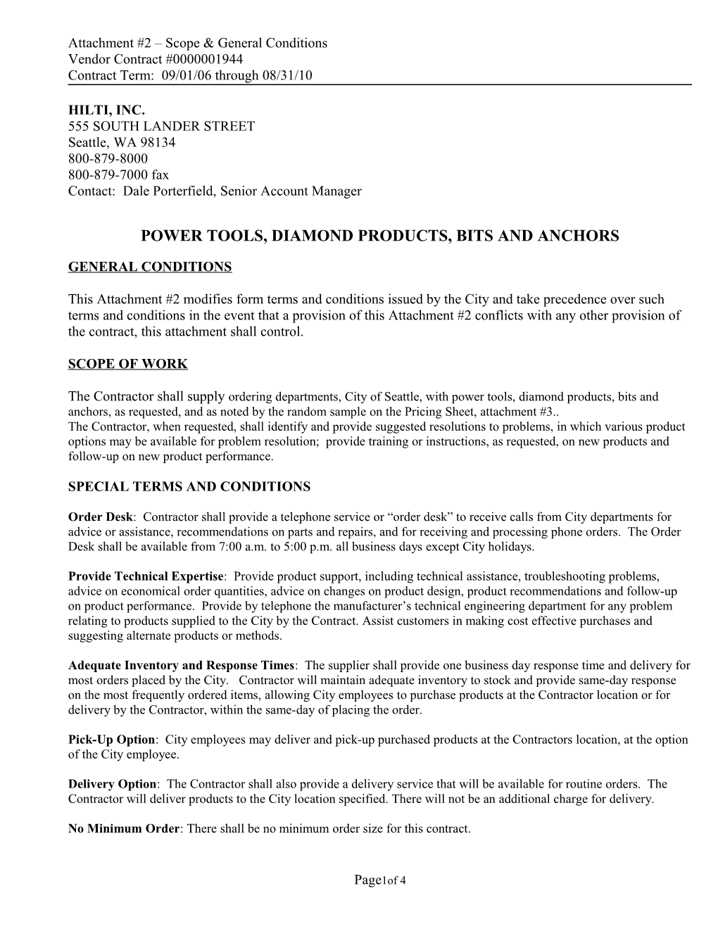 Attachment #2 Scope & General Conditions