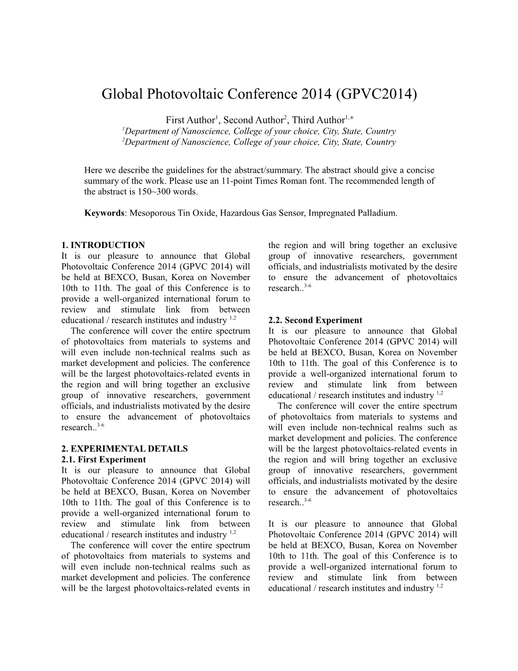 Global Photovoltaic Conference 2014 (GPVC2014)