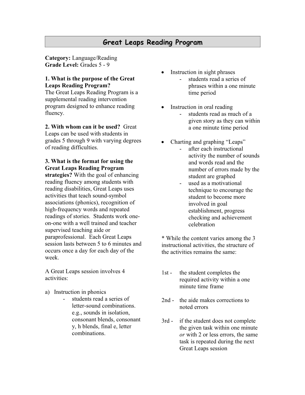 Peer-Assisted Learning Strategies (PALS)