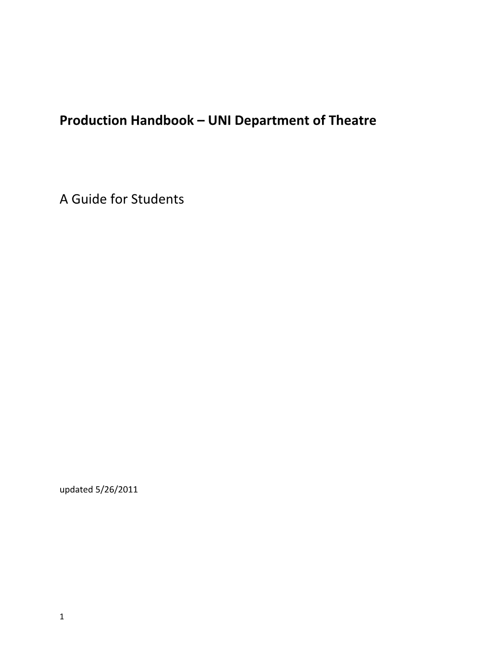 Production Handbook UNI Department of Theatre
