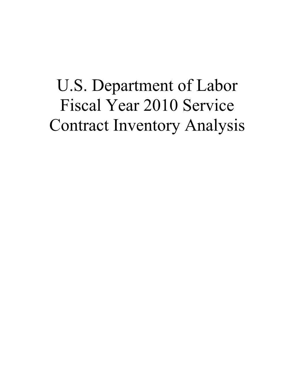 Fiscal Year 2010 Service Contract Inventoryanalysis
