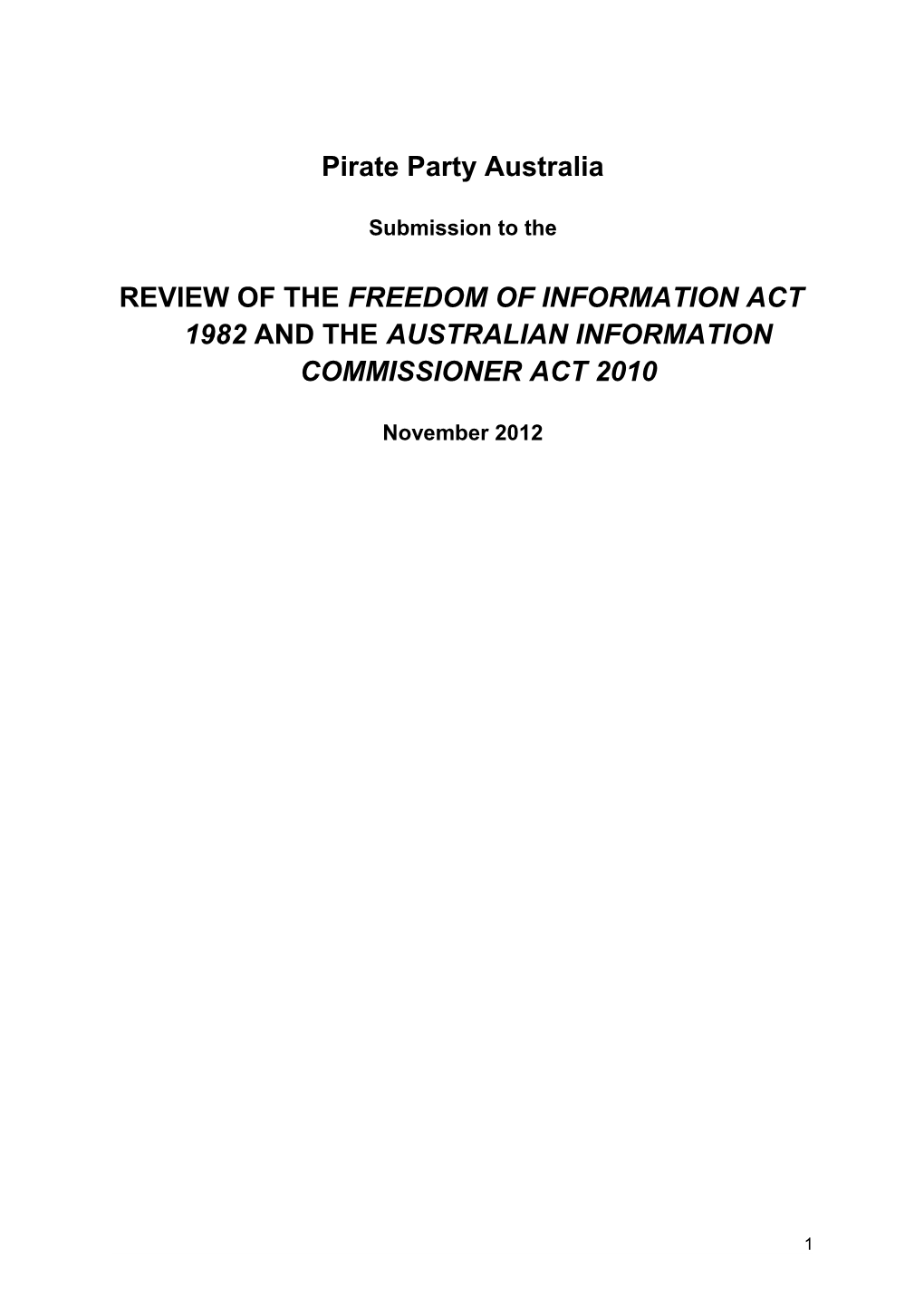 Freedom of Information Review Submission