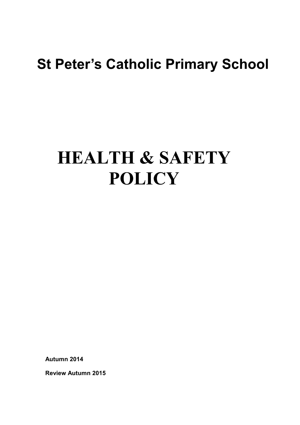 Copley High School Health and Safety Policy