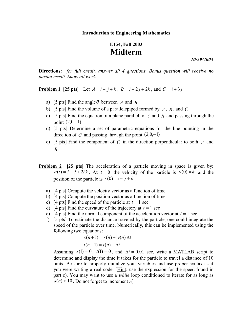 Introduction to Engineering Mathematics