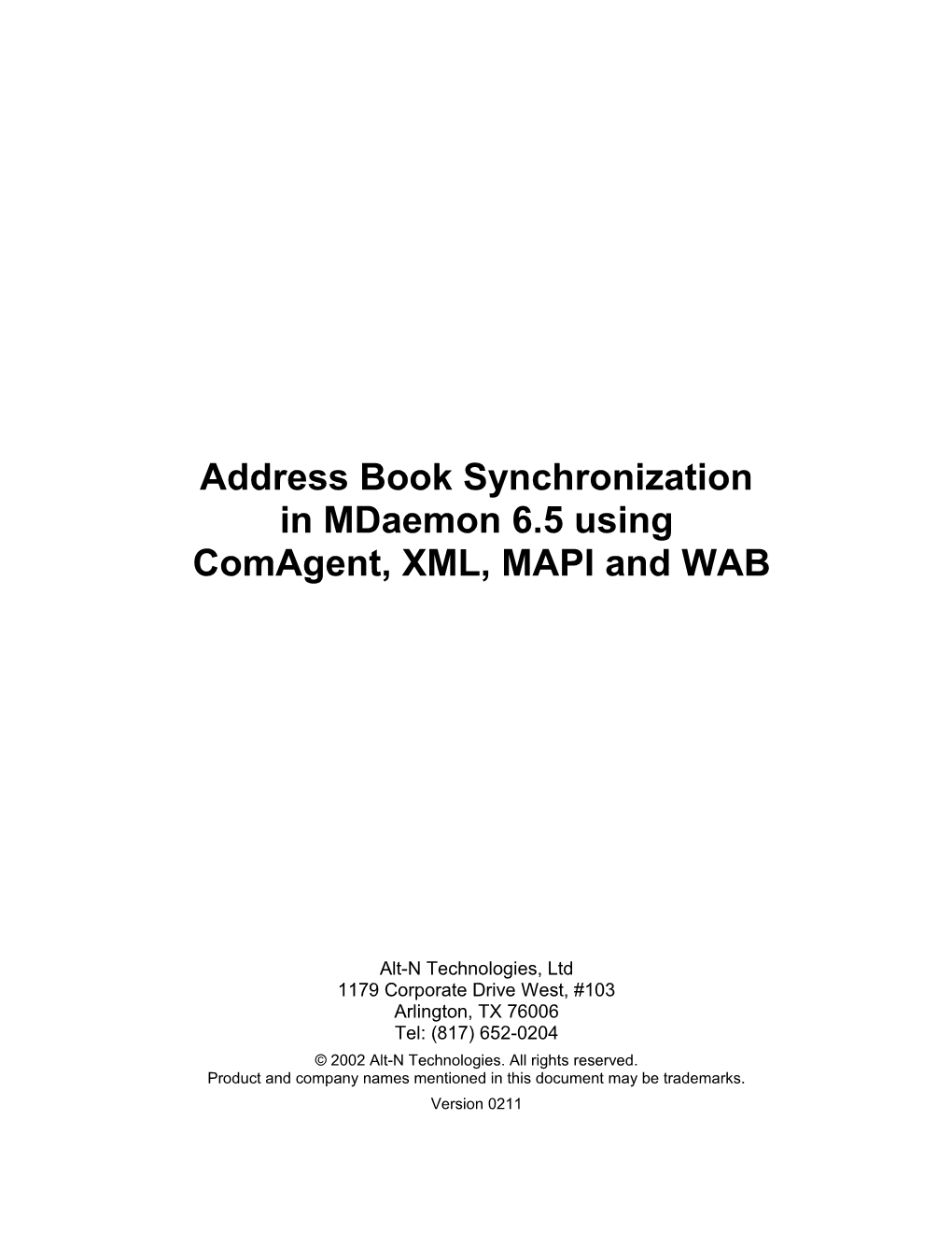 Address Book Synchronization