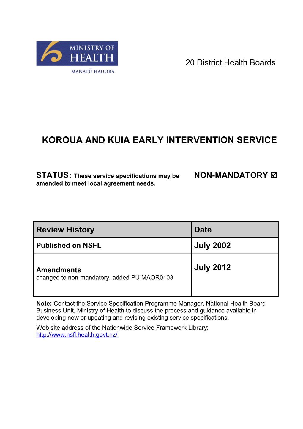 Koroua and Kuia Early Intervention Service