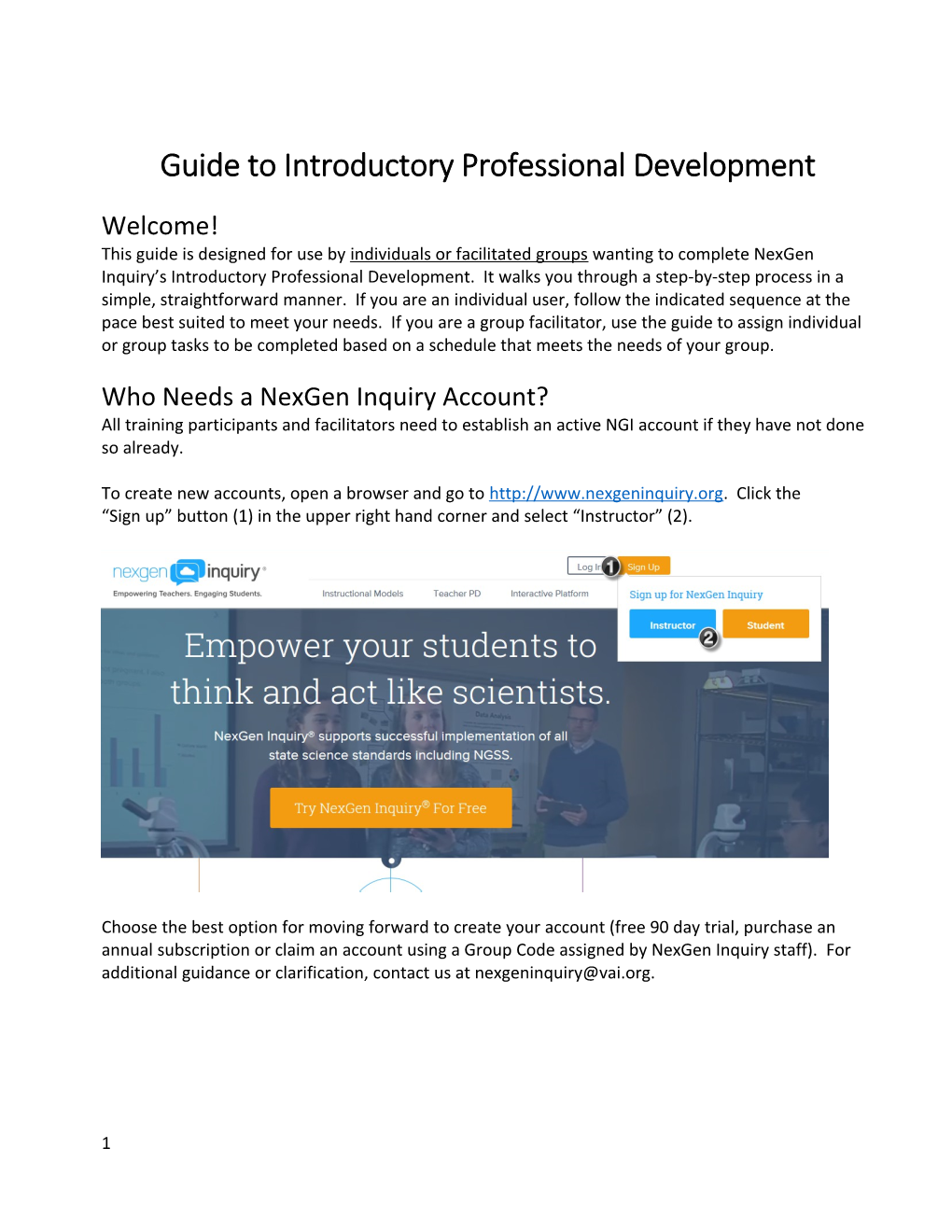 Guide to Introductory Professional Development