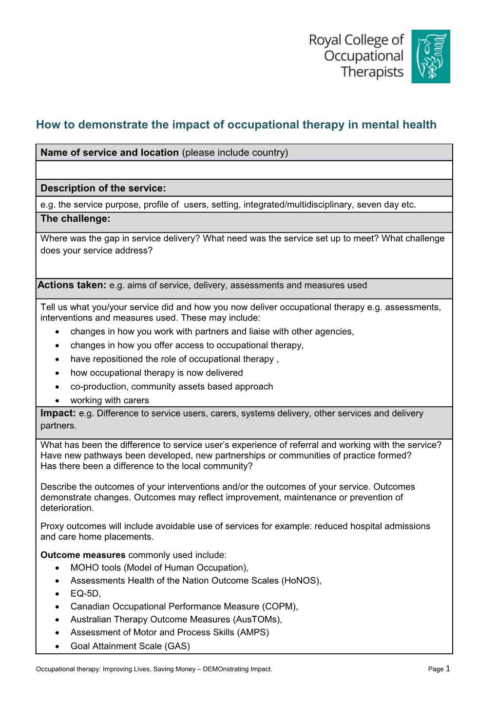 How to Demonstrate the Impact of Occupational Therapy in Mental Health