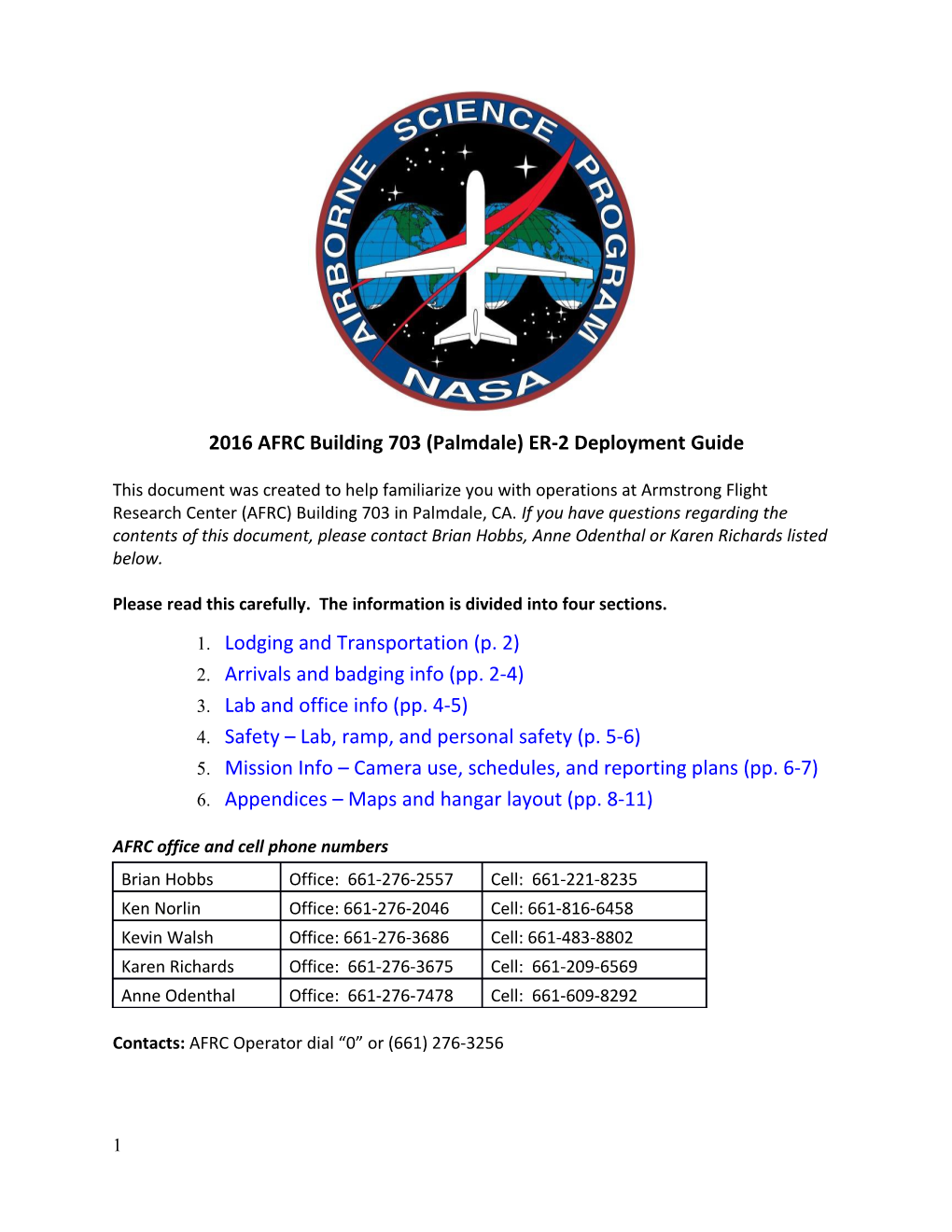 2016AFRC Building 703 (Palmdale)ER-2 Deployment Guide