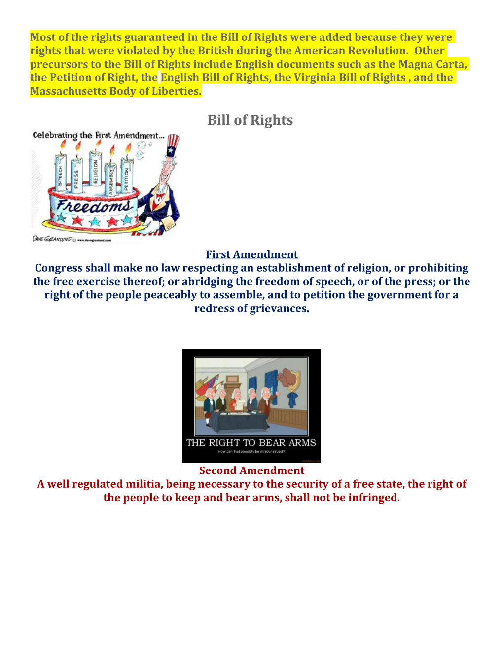 Most of the Rights Guaranteed in the Bill of Rights Were Added Because They Were Rights