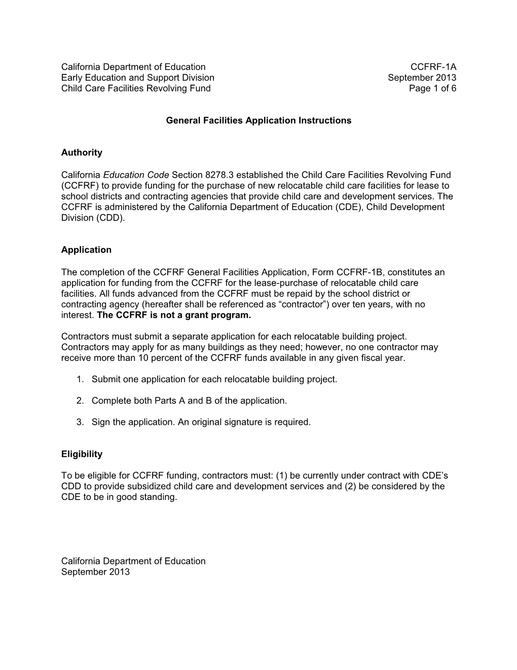 App1-13: CCFRF App - Child Development (CA Dept of Education)