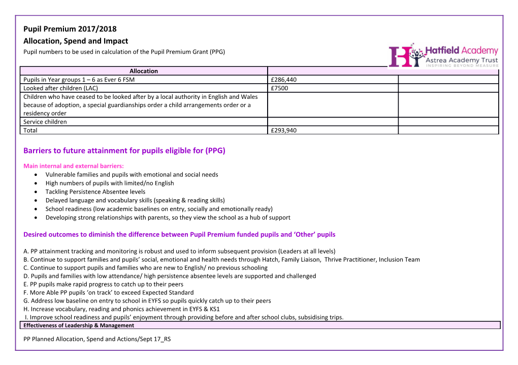 Allocation, Spend and Impact