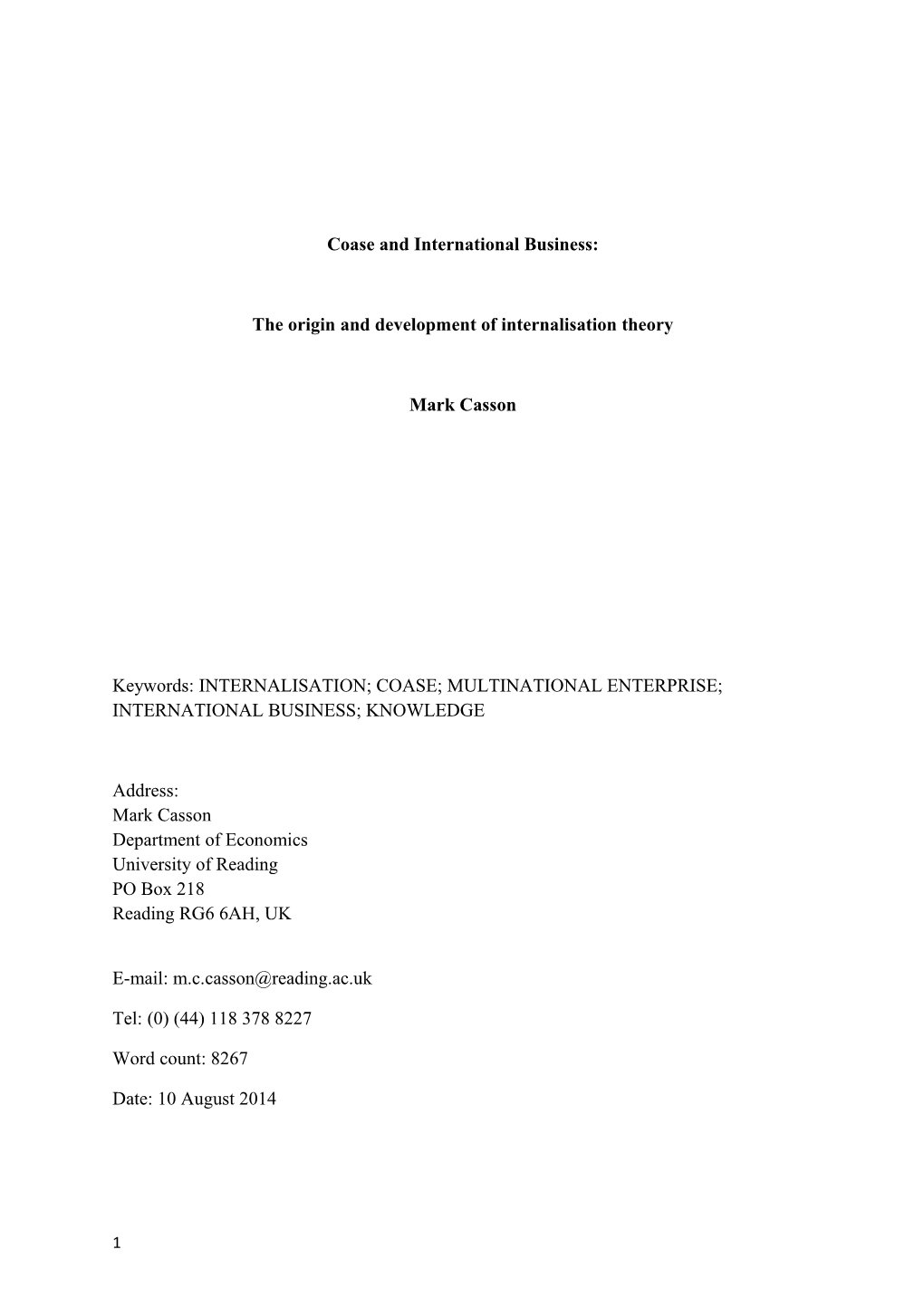 Coase and International Business