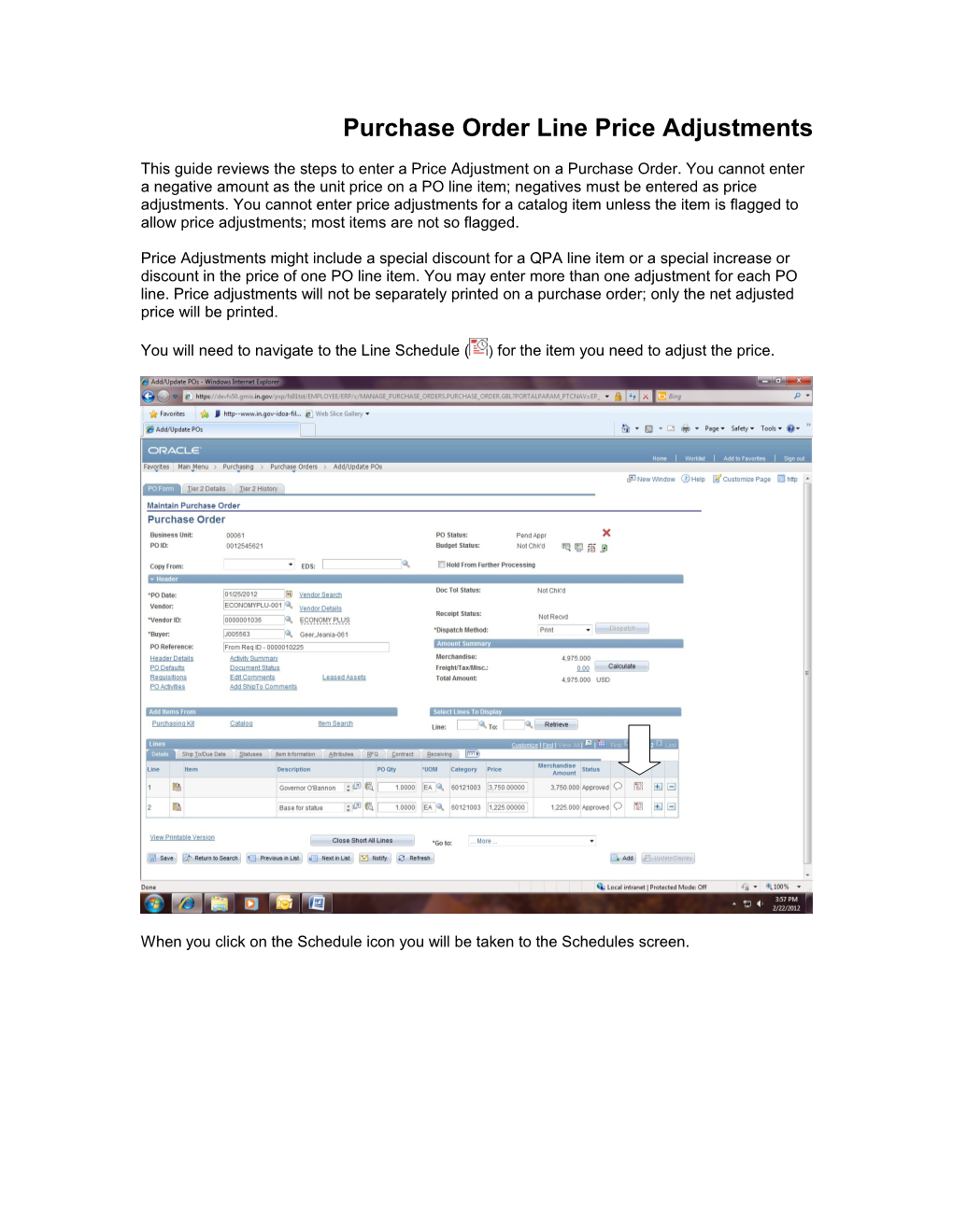 Purchase Order Line Price Adjustments