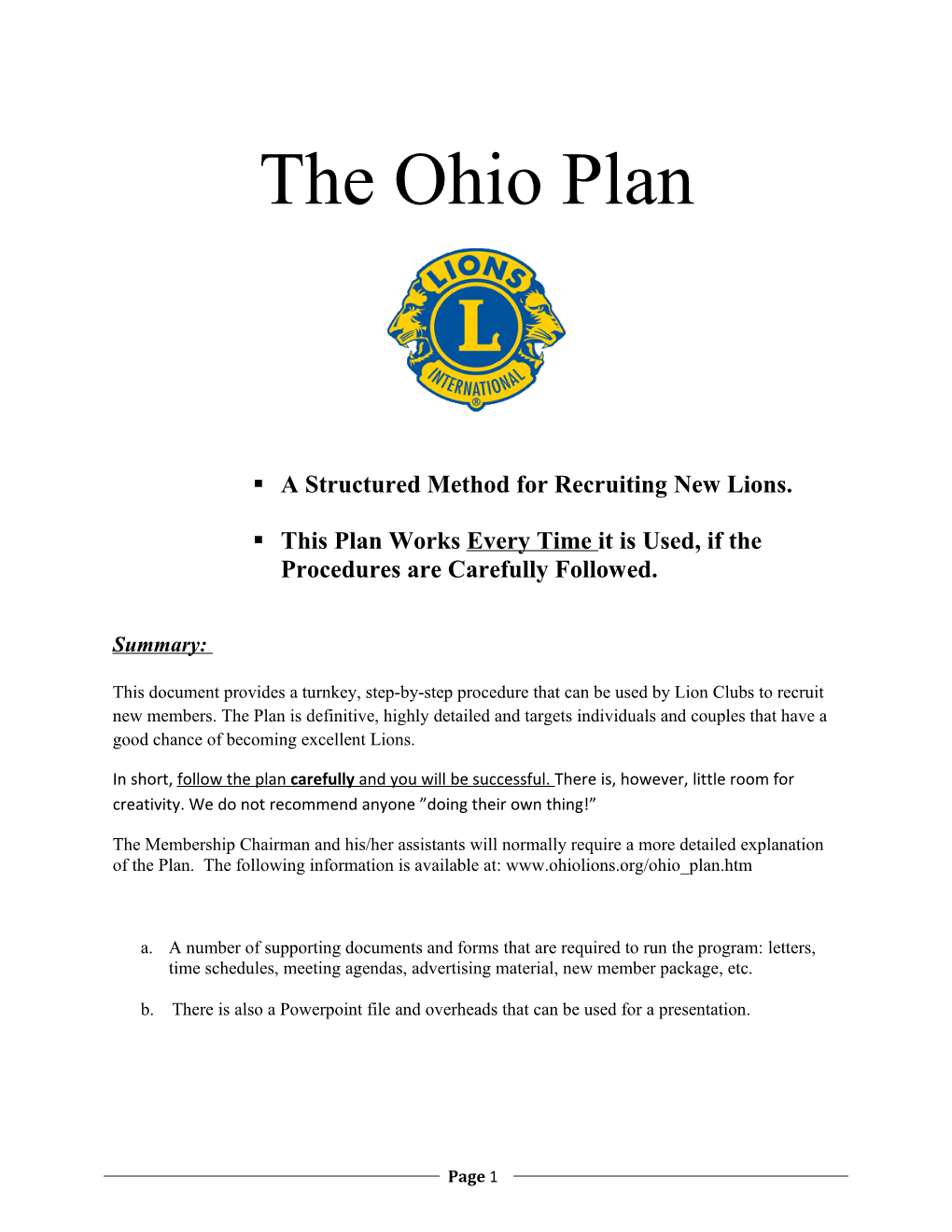 The Ohio Plan