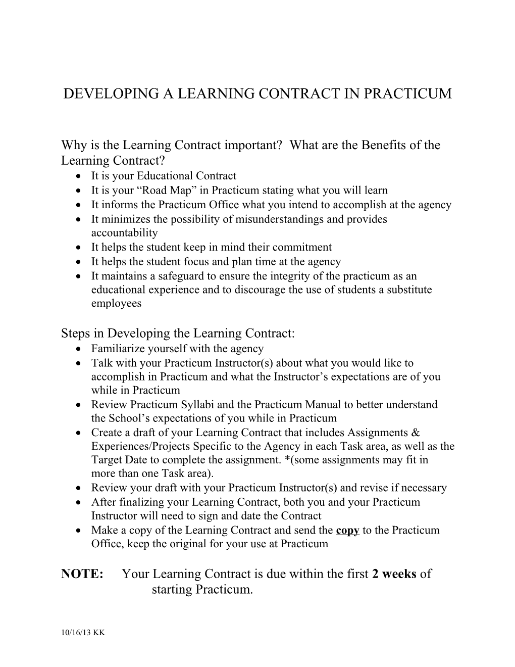 How to Develop the Learning Contract