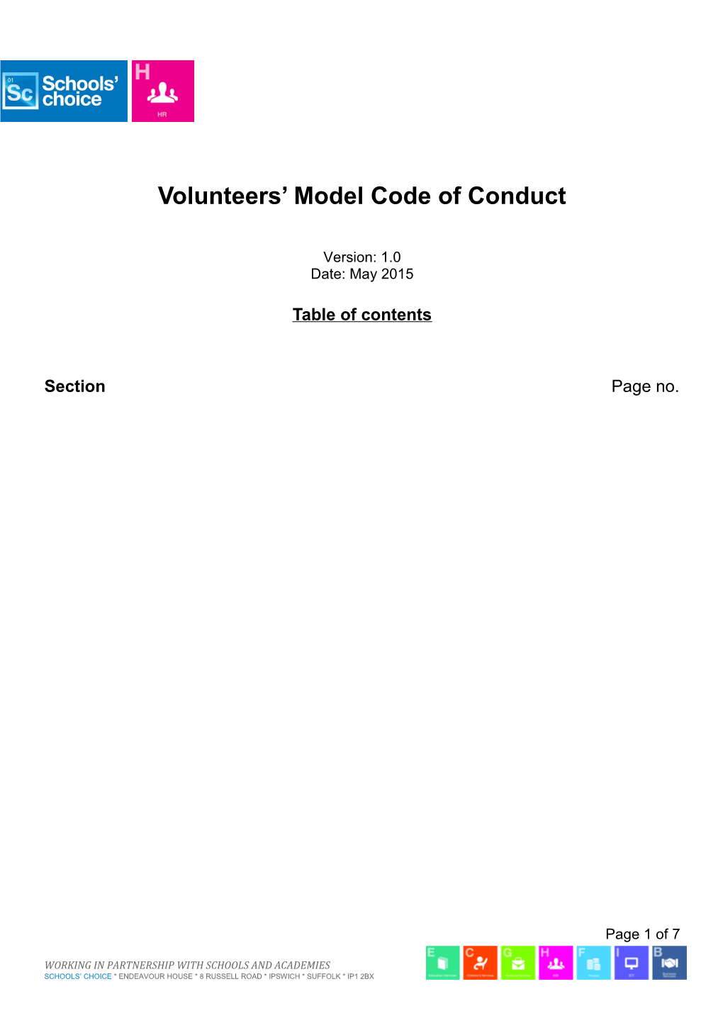 Volunteers Model Code of Conduct