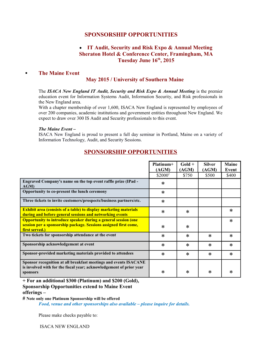 Vendors Sponsor Guidelines - 2015 Annual Meeting