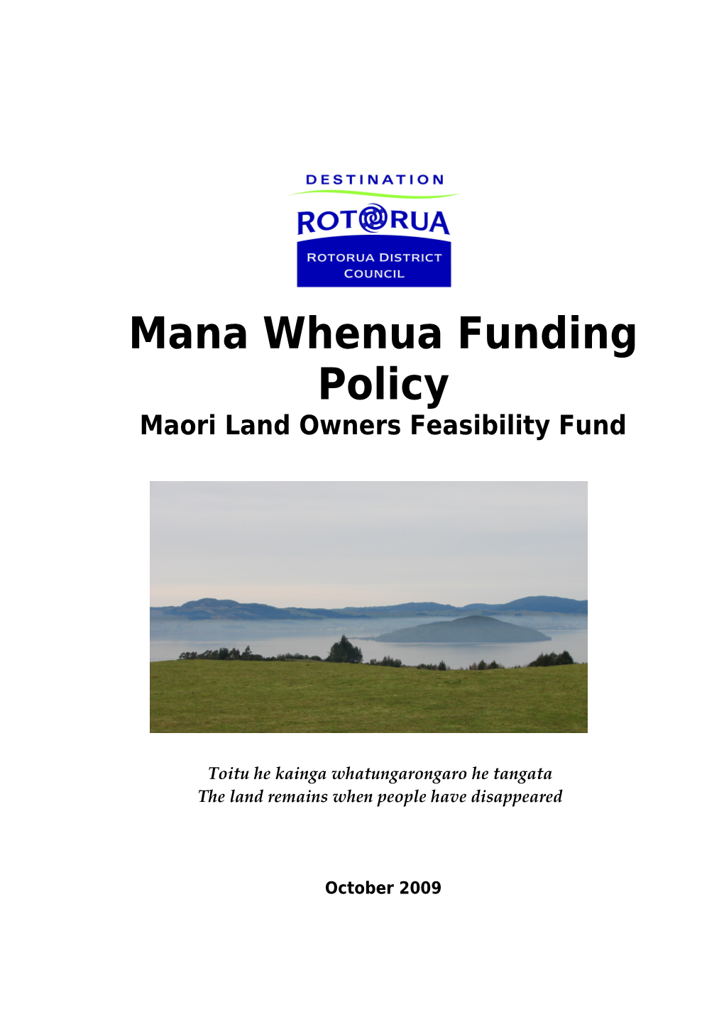 Mana Whenua Funding Policy