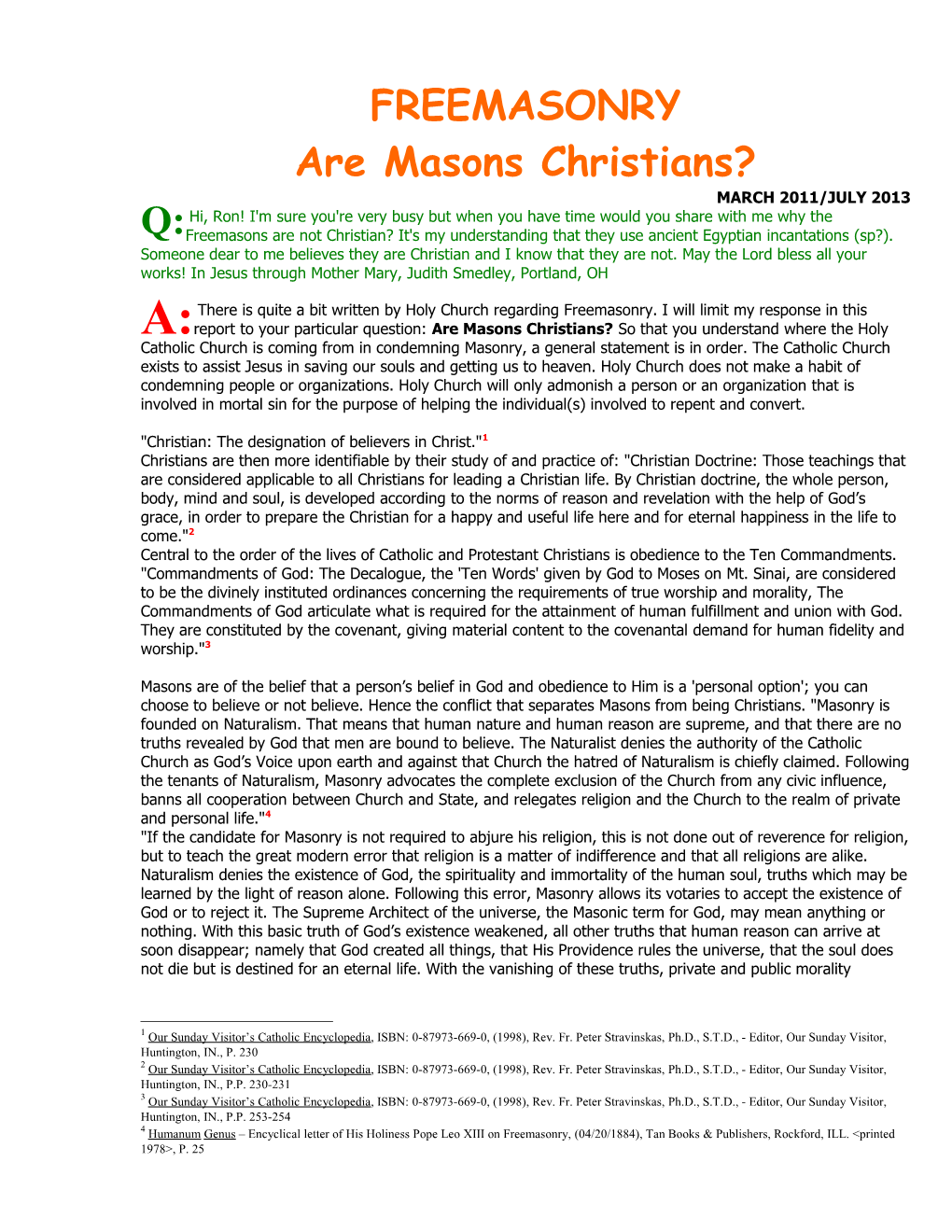 Are Masons Christians