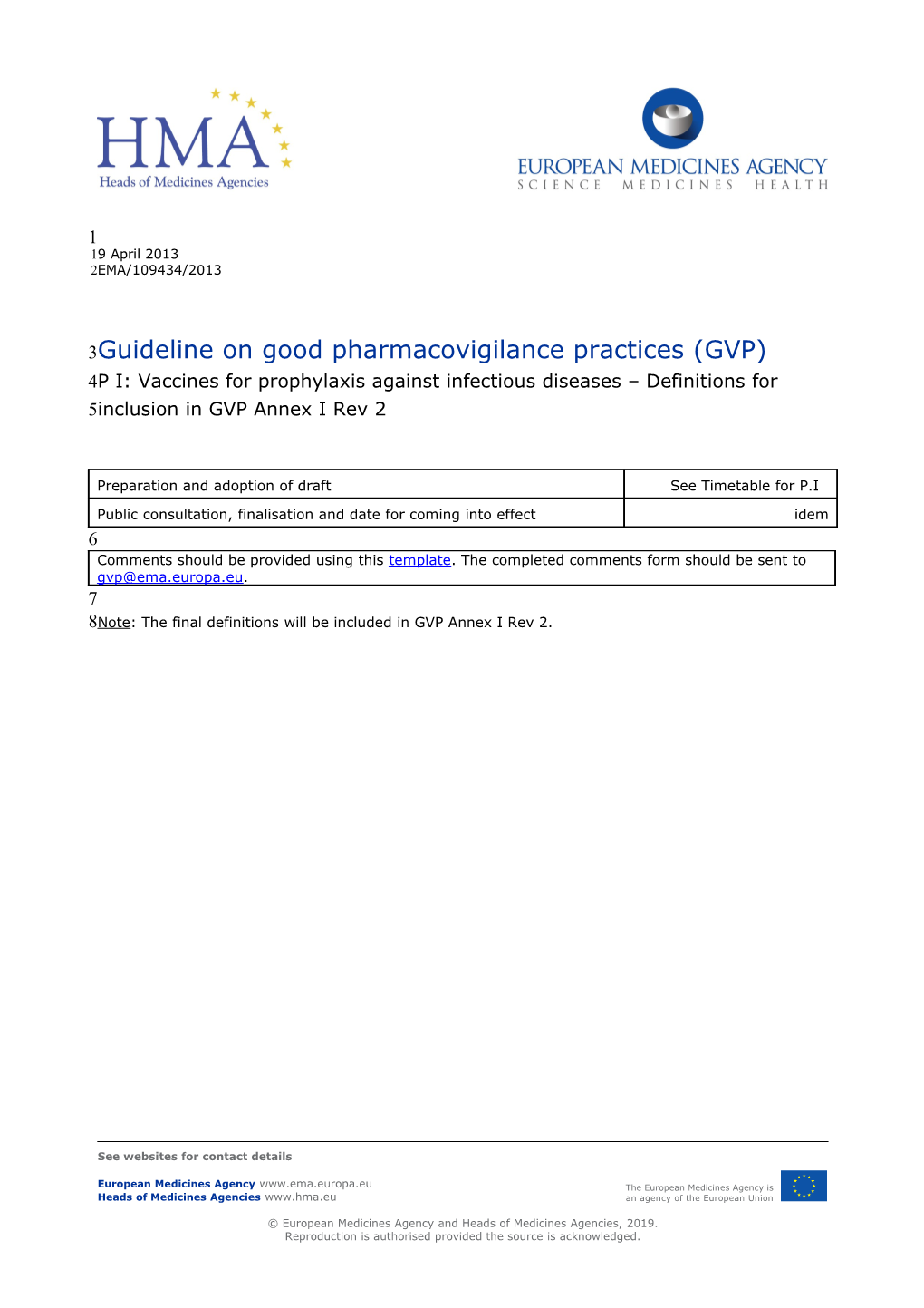 GVP Annex I Definitions P I - Public Consultation Version
