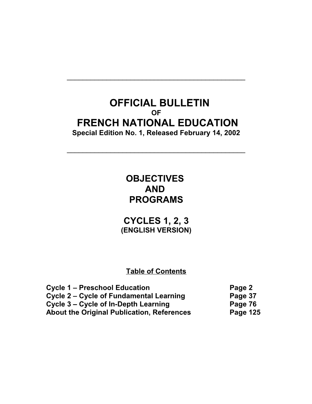 Official Bulletin of National Education