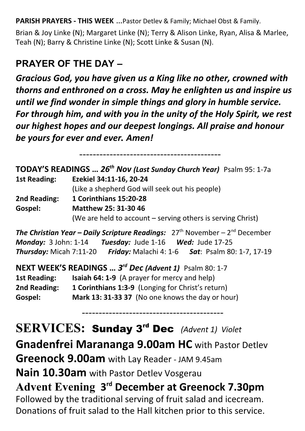 Greenock Lutheran Parish Bulletin