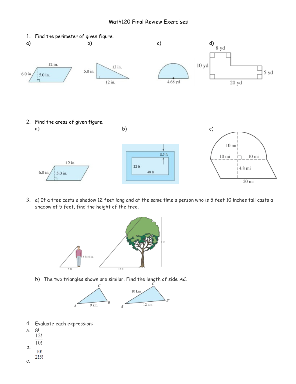 Math120 Final Review Exercises