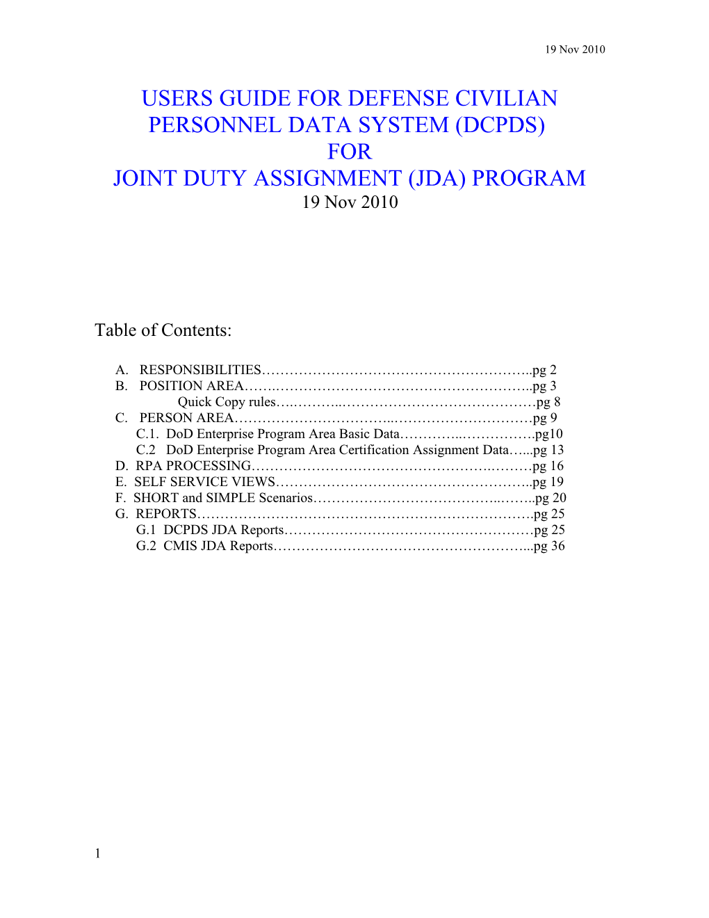 Users Guide for Defense Civilian Personnel Data System (Dcpds)
