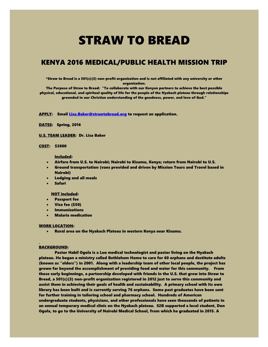 Kenya Trip Details