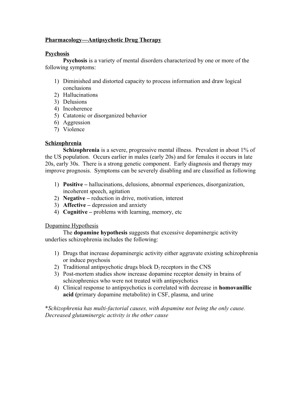 Pharmacology Antipsychotic Drug Therapy